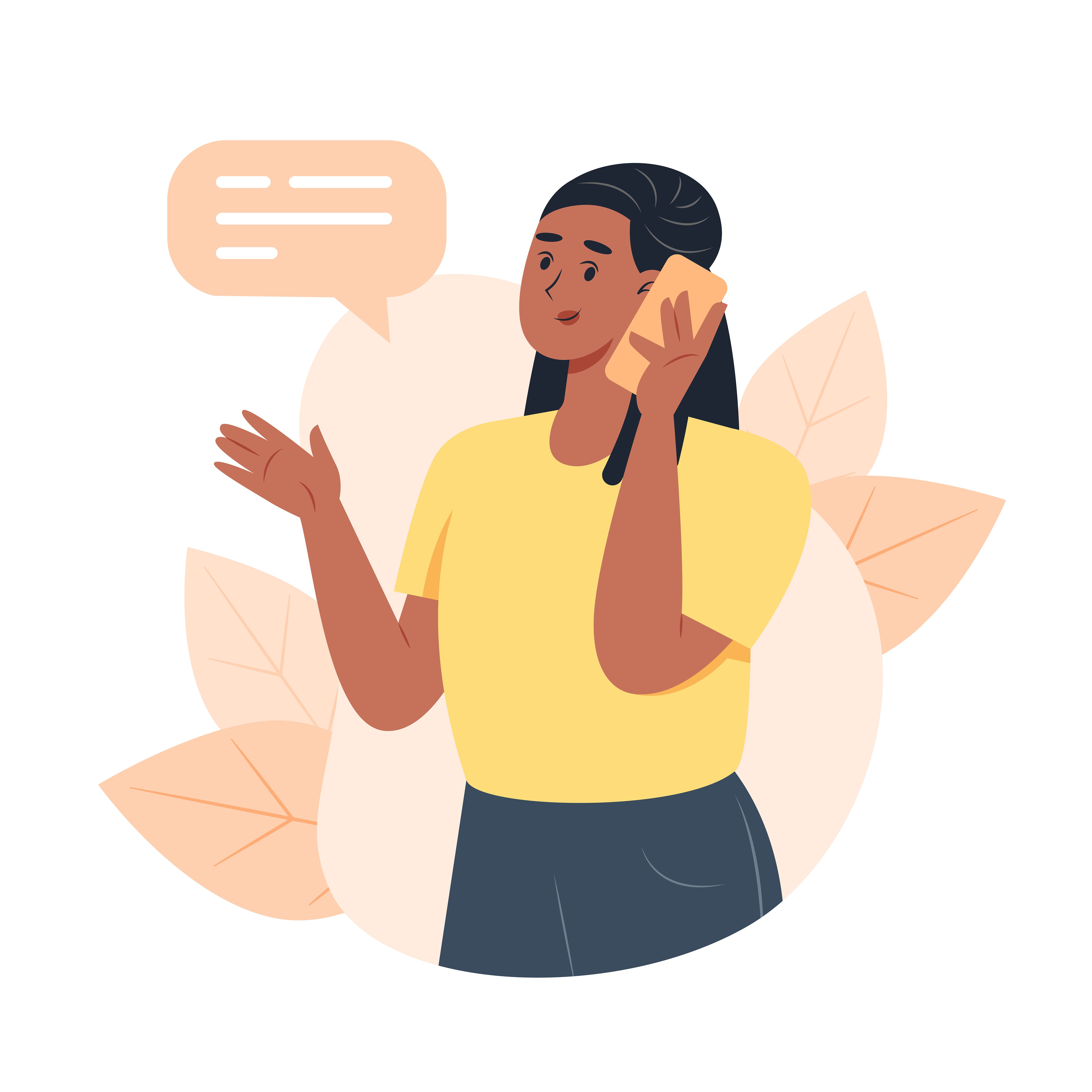 Young woman calling by smartphone